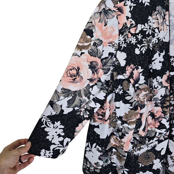 Alex Evenings Pink Floral Jacket 2 Piece Set 2X Glitter One Button Pleats Formal - Picture 10 of 12